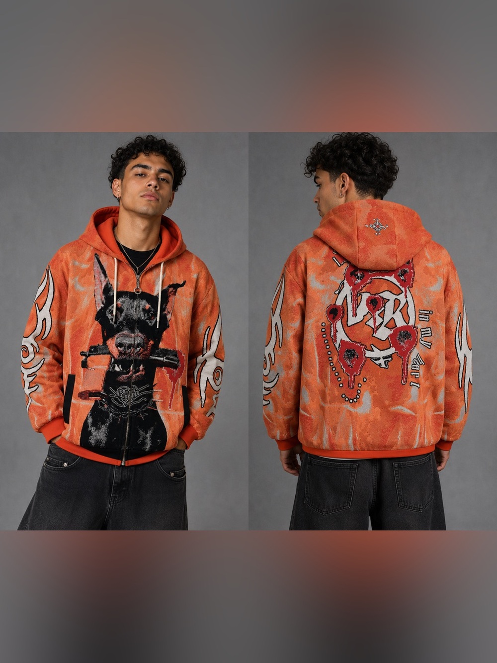VeryRare Mens Doberman jacquard Jacket/hooded (NEW) - Large